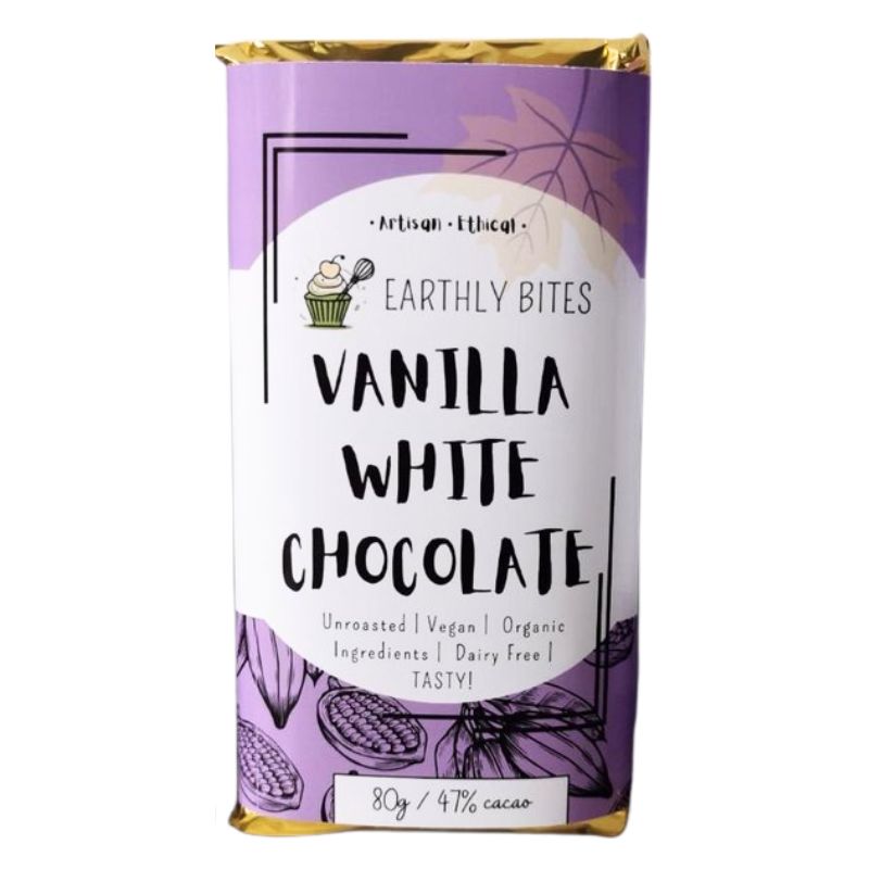 Earthly Bites Vanilla & Coconut Organic White Chocolate 80g