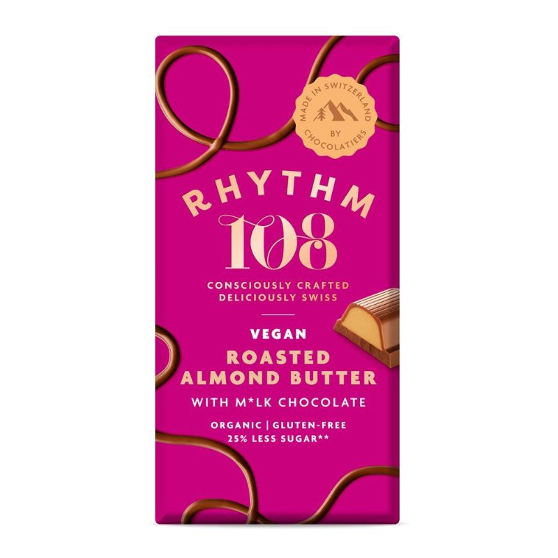 Rhythm 108 Roasted Almond Butter Organic Chocolate 100g