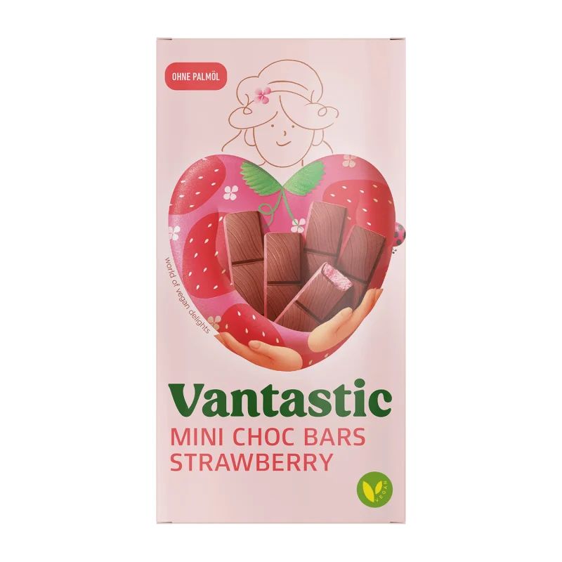 Vantastic Strawberry Creem Pack of 8 Mini Choc Bars 100g