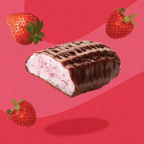 Flower & White Vegan Chocolate Dipped Strawberry Meringue Bar 20g