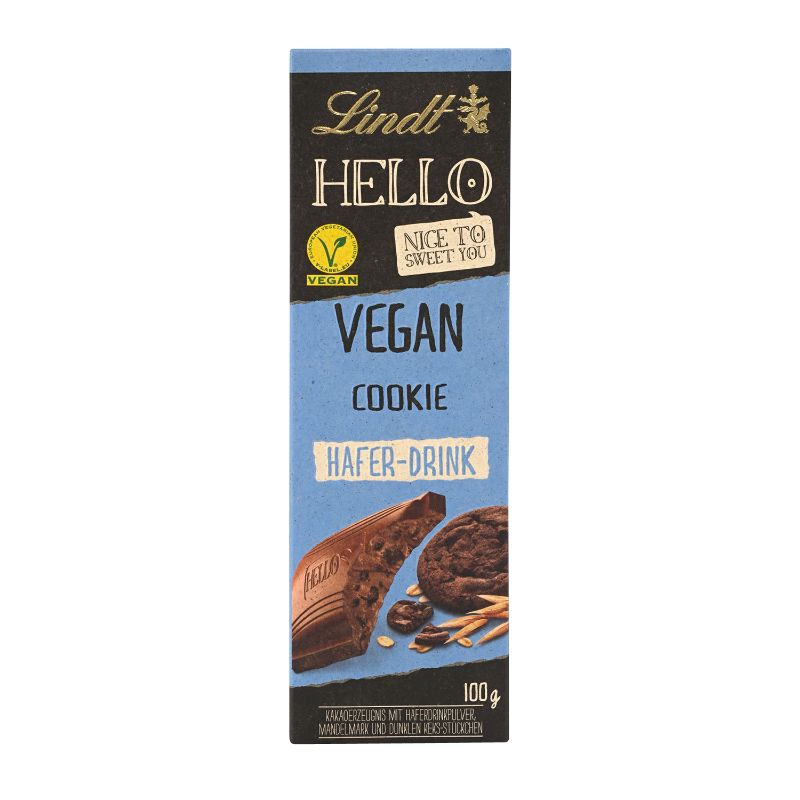 Lindt Hello Vegan Cookie Oat Milk Chocolate Bar 100g Vegan Town Chocolate