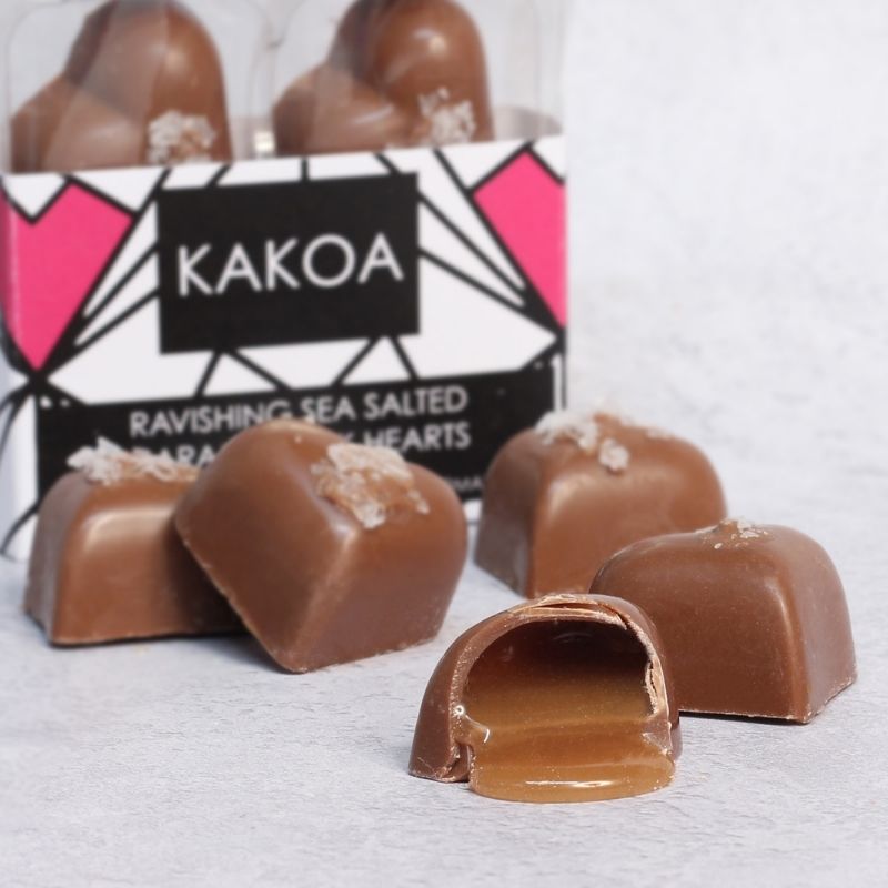Kakoa Vegan Ravishing Sea Salted Caramel Milk Chocolate Hearts 75g