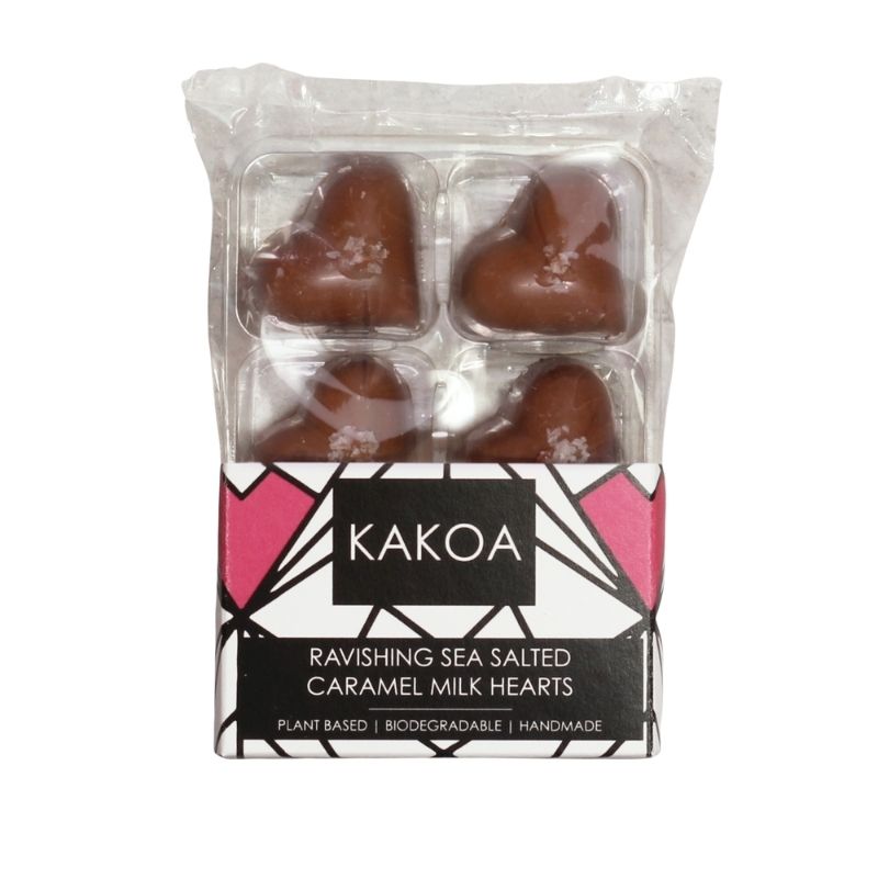 Kakoa Vegan Ravishing Sea Salted Caramel Milk Chocolate Hearts 75g
