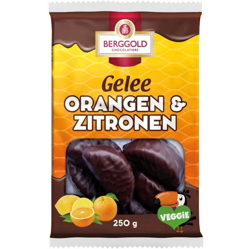 Berggold Orange and Lemon Chocolate Fruit Jellies 250g