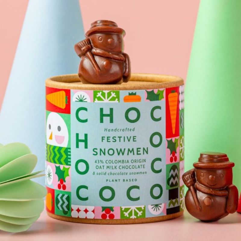 Chococo 8 Solid Oatmilk Chocolate Snowmen 100g