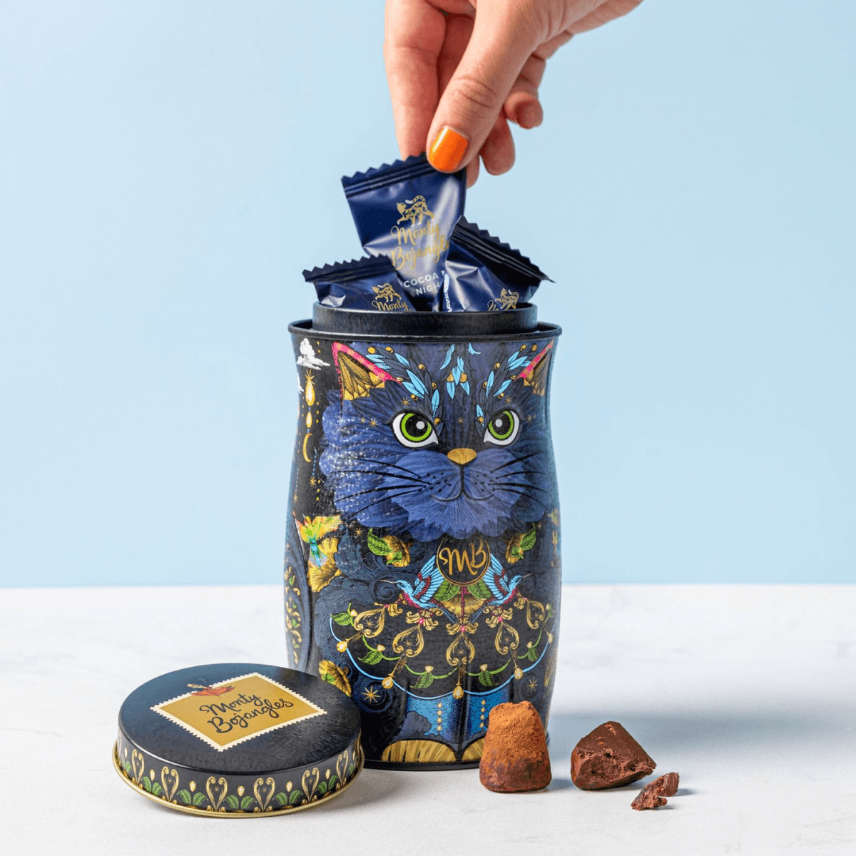 Monty Bojangles Midnight Prince Cat Tin with Vegan Truffles 135g