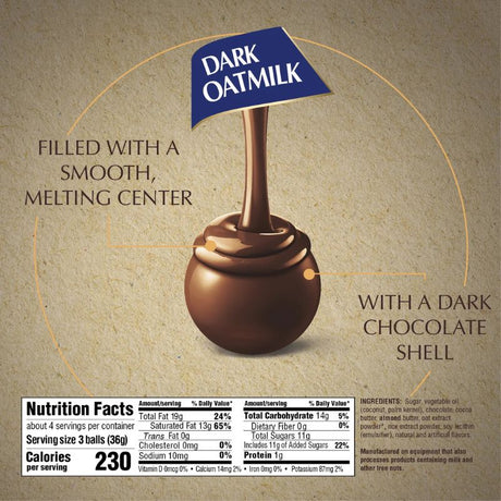 10 x Lindor Dark Chocolate Truffles with Oat Milk Centre 125g