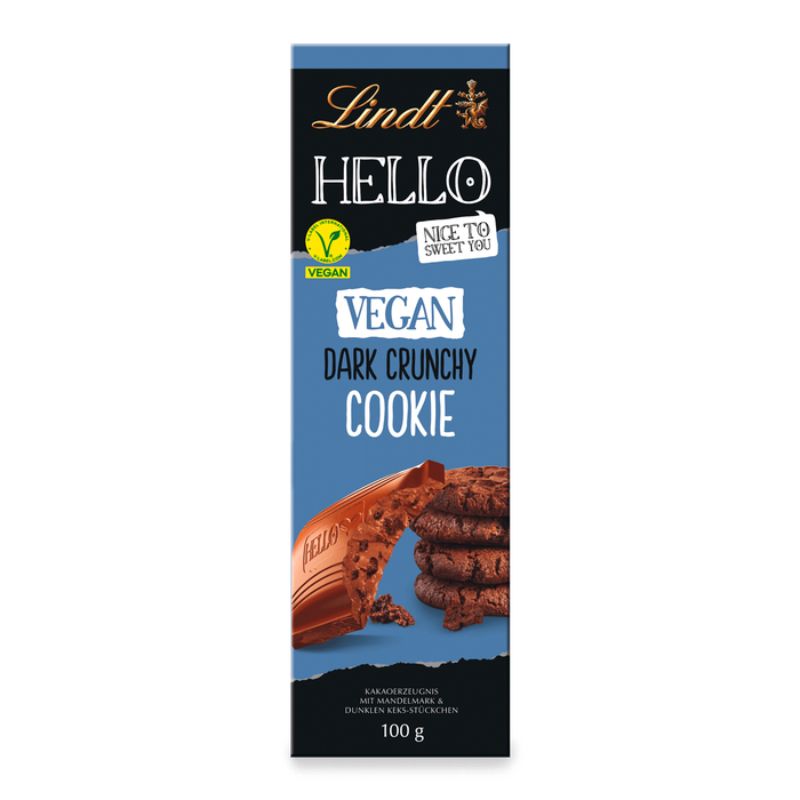 Lindt Hello Vegan Dark Crunchy Cookie M*lk Chocolate 100g