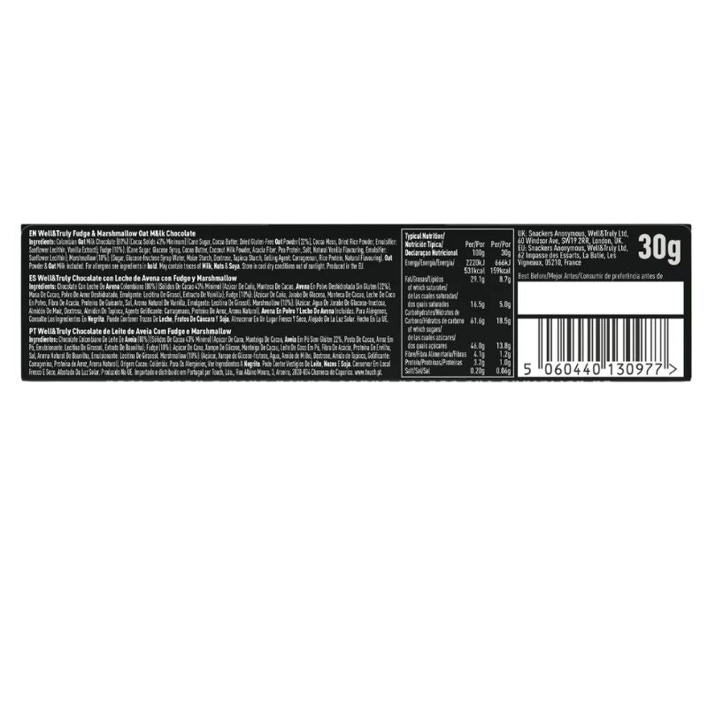 Well & Truly Fudge & Marshmallow Oat MIlk Chocolate 30g