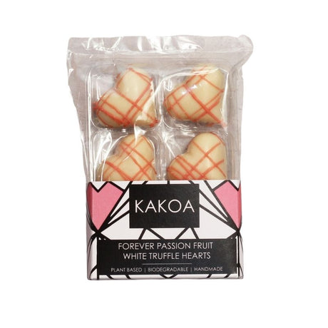 Kakoa Vegan Forever Passion Fruit White Chocolate Truffle Hearts 70g